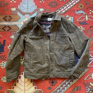 Flint and Tinder Waxed Trucker Jacket Size S Wool Lined Made in USA Coat Forest